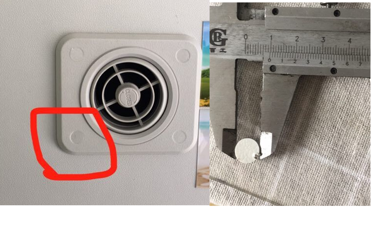 8111-01180Both eyes buckle the cap on the air outlet, Rhine white