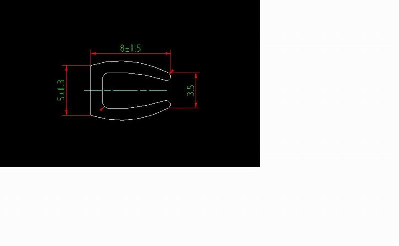 Decorative rubber strips in the edge of the decorative parts, light gray