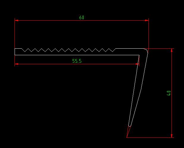 Large luggage compartment aluminum strip (hook-shaped) 60*40*3