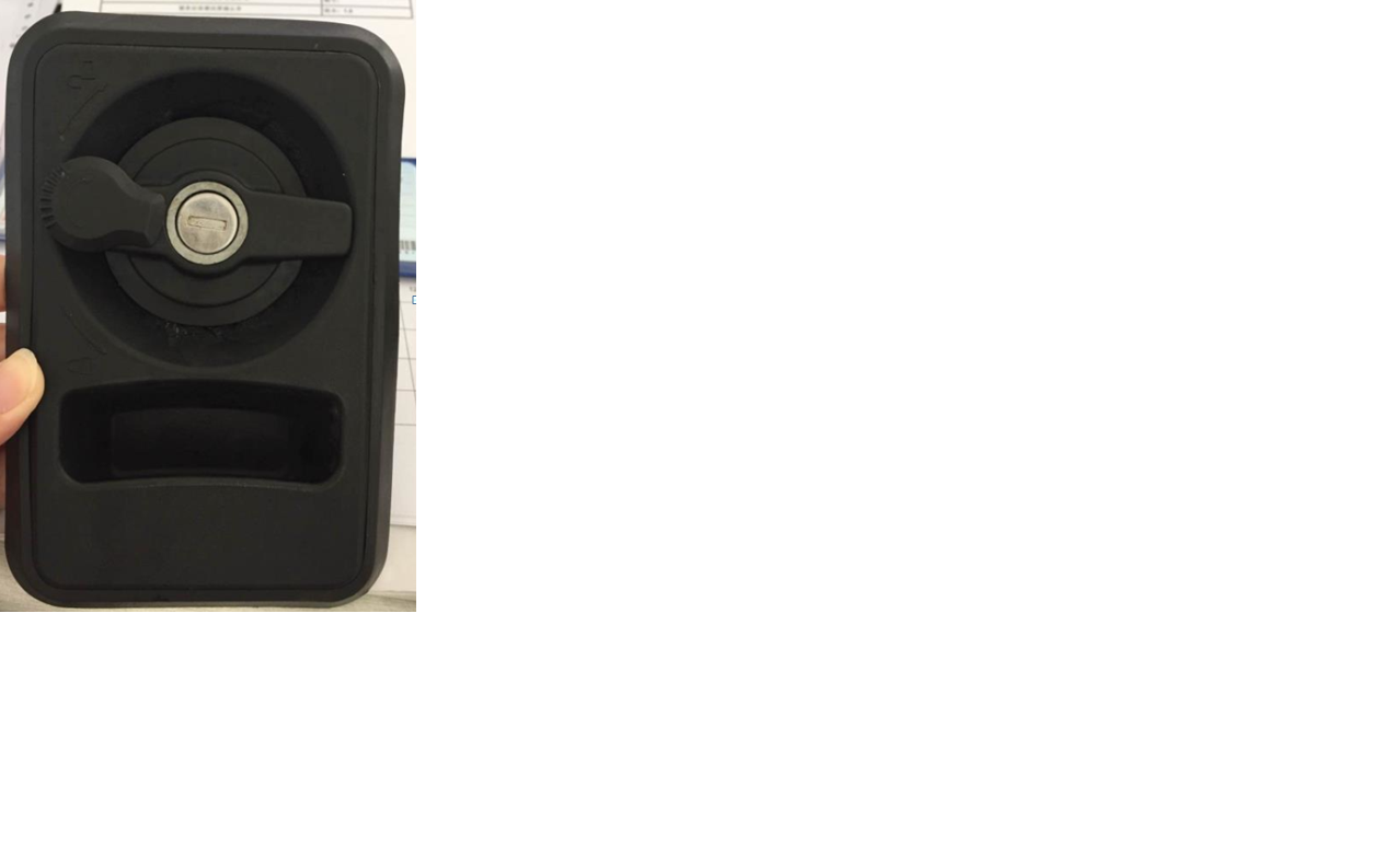 Rectangular passenger door lock assembly; left rudder vertical buckle