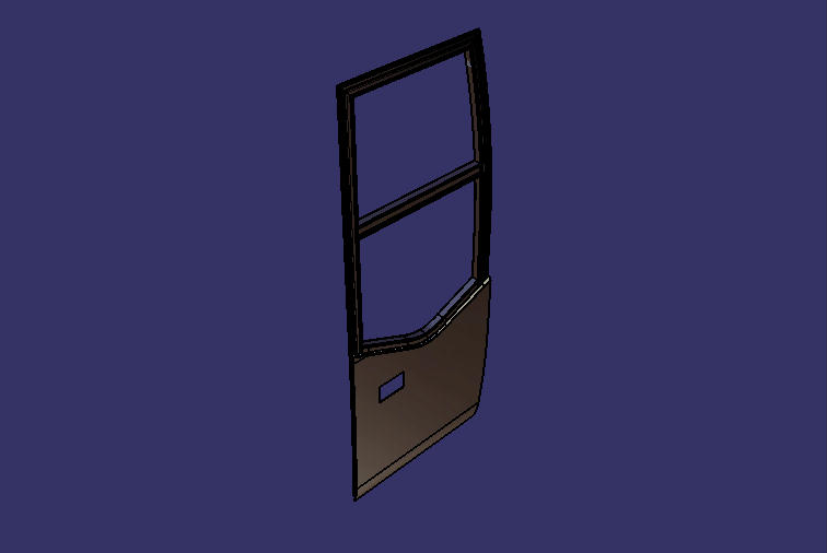 Каркас передней пассажирской двери в сборе, 6128HQ , алюминий, одинарная форма лобового стекла