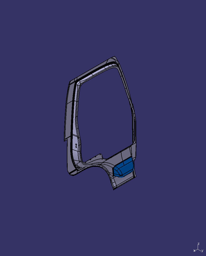 Driver's door stop, F410, foot hole rear clip without break