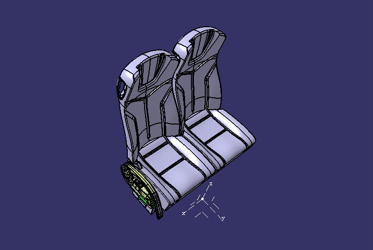 YTF032(F05) Left-legless double chair 700 green gray roll without horizontal J