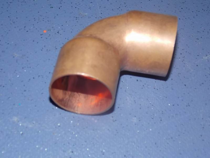 Plumbing metal joint, φ28-φ28 both ends, right angle, copper
