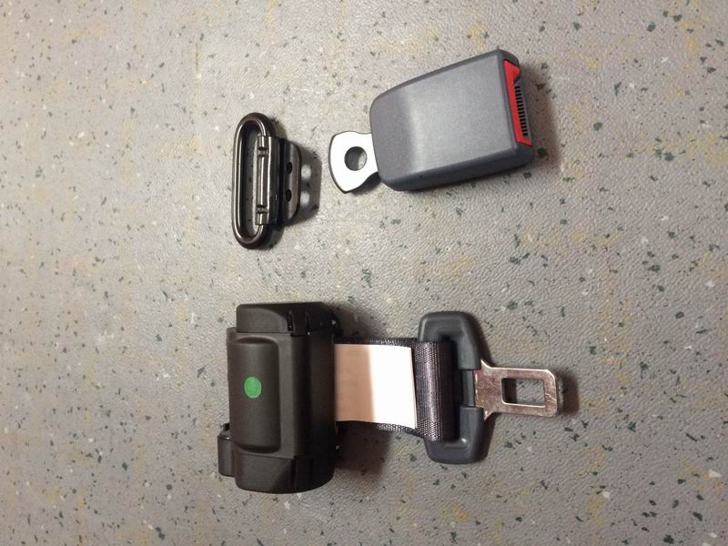 Two-point small roll-up gray seat belt-small hanging ring