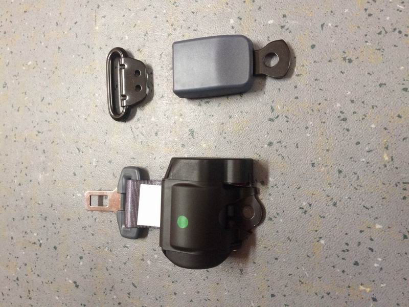 Two-point small roll-up gray seat belt-small hanging ring-1