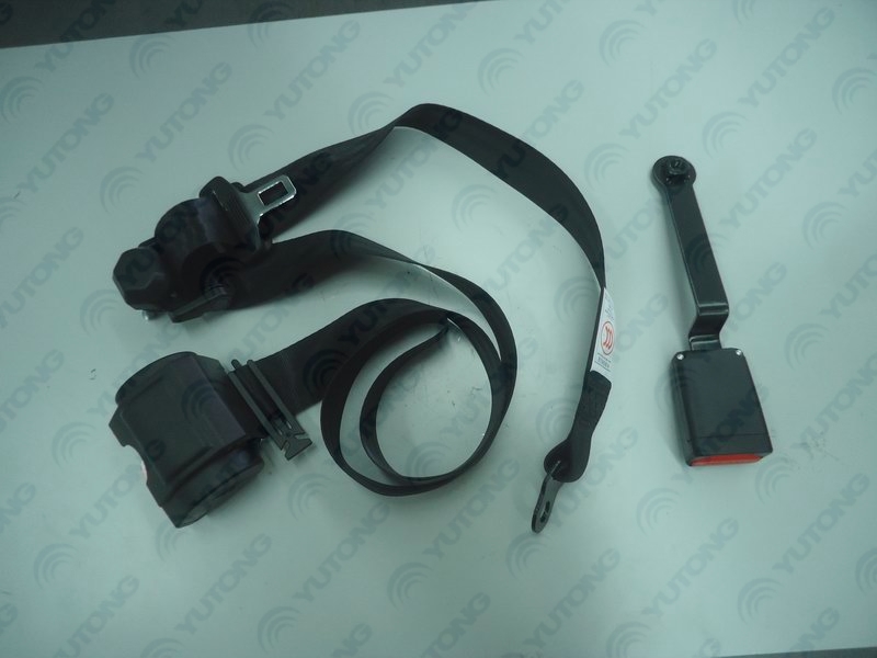 Three-point roll-up black seat belt-hard bent handle buckle (pulley)-1