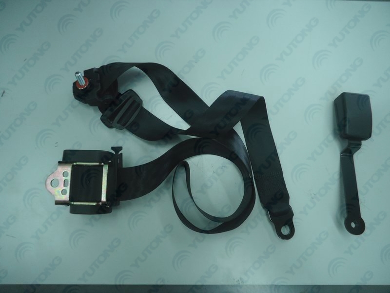 Three-point roll-up black seat belt-hard bent handle buckle (pulley)