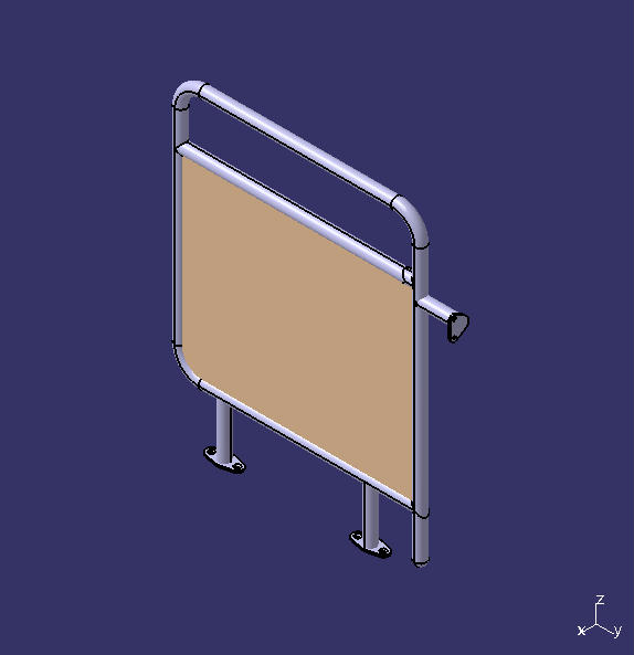 Passenger door back guardrail, light pipe, blue rock ash, 2+2, 7 series straightening