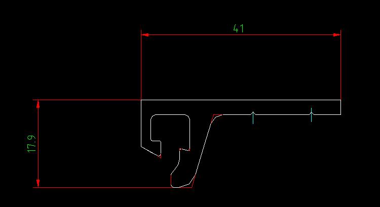 Hammer door hinge top rail (fixed scale 5.2M density 0.552KG/M)