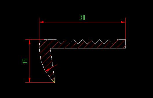 Напольная прижимная планка (крючкообразная) 30 * 15 *3) (плотность 0. 294kg /м)
