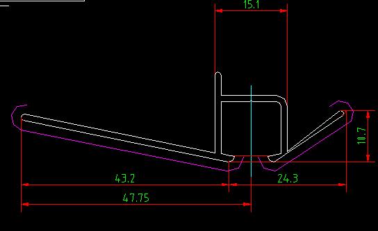 Side window upper frame decoration parts (fixed scale 5m density 0.364kg/m)