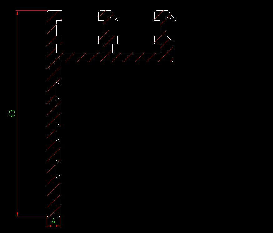 Bending side window profile, hardness 3 to 6, cross-section 63, instead of D9101