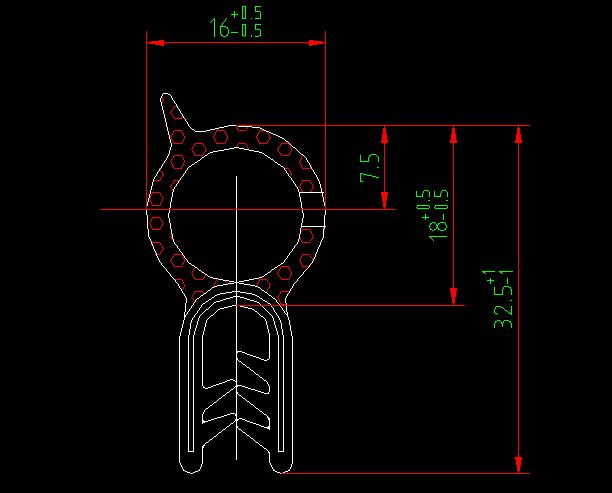 Rubber strip, universal, 9-character keel strip, ternary and C