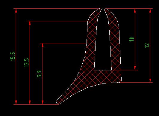 Interior glue strips, ZK6118, front windshield, black