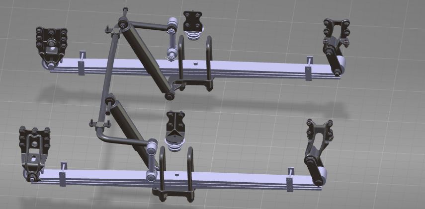 Rear steel leaf spring suspension installation