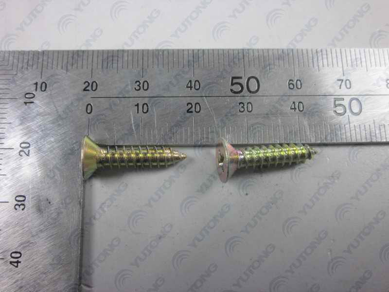 Cross groove countersunk self-tapping screw, ST4.2*19, color-plated zinc-1